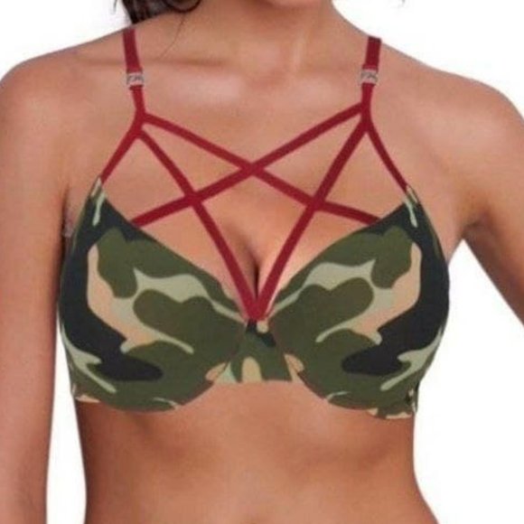 Military Padded C-cup lift-up bra set - Picture 1 of 2